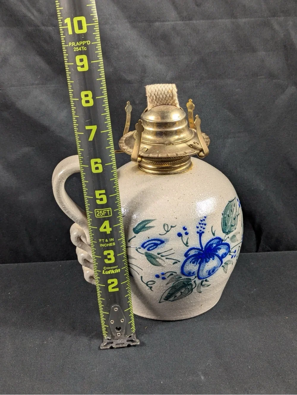 Salmon Falls Pottery Summer Garden Oil Lantern with Hand-Painted Design